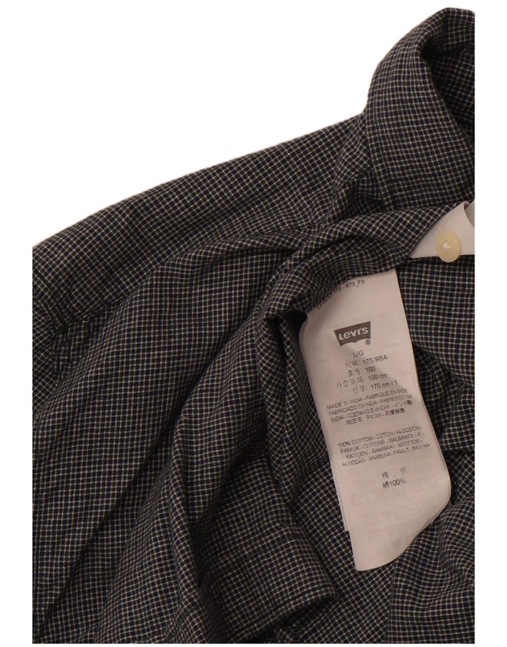 Мужская рубашка узкого кроя LEVI'S, большая темно-синяя клетка в клетку, хлопок