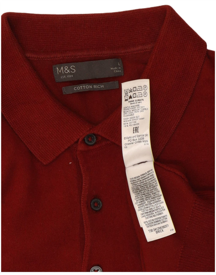 Мужская рубашка-поло Marks & Spencer, большая красная, хлопковая