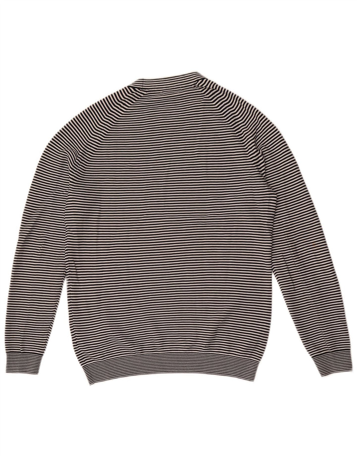 Мужской джемпер с круглым вырезом Massimo Dutti, хлопковый свитер среднего синего цвета в тонкую полоску