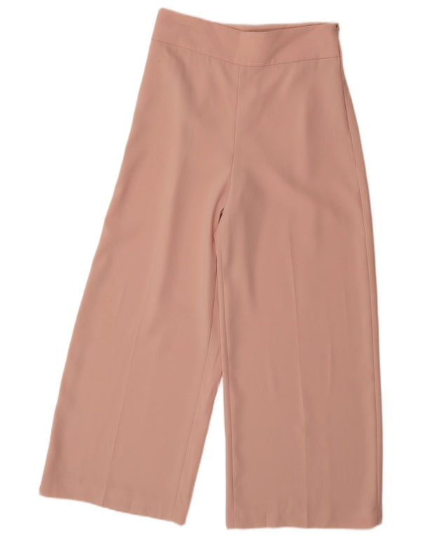 Zara Женские широкие укороченные брюки W26 L25, розовые, полиэстер