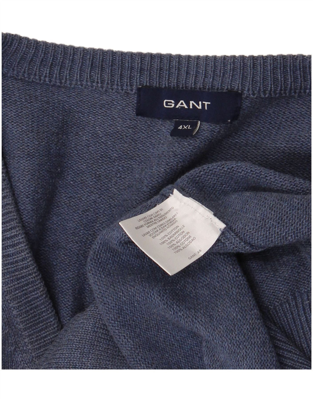 Мужской свитер GANT с v-образным вырезом 4XL, темно-синий, хлопок