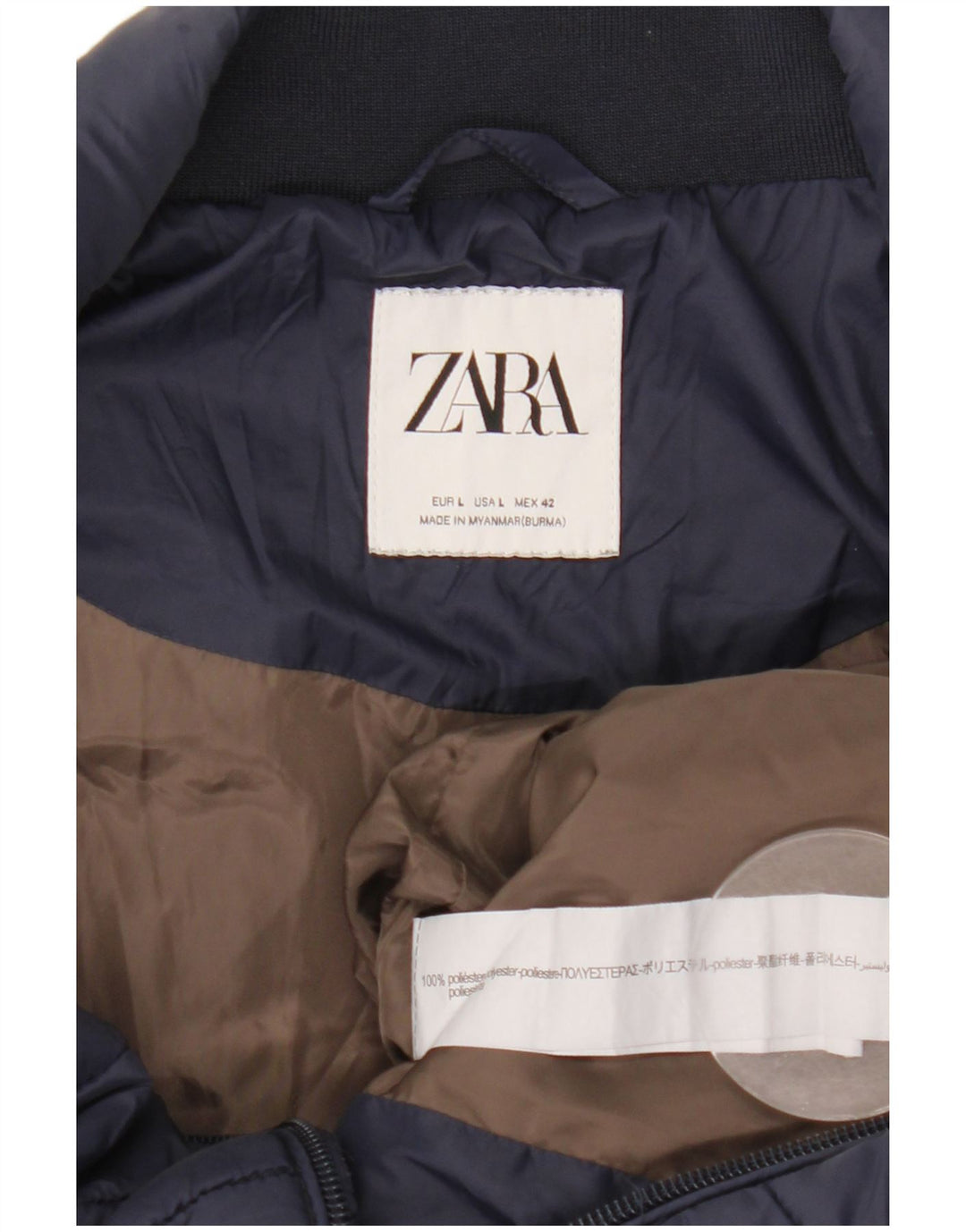 Мужской утепленный жилет Zara UK 40, большой темно-синий, полиэстер