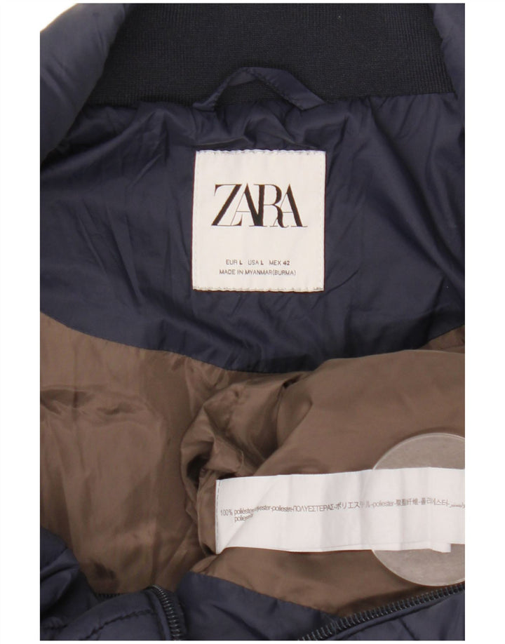 Мужской утепленный жилет Zara UK 40, большой темно-синий, полиэстер
