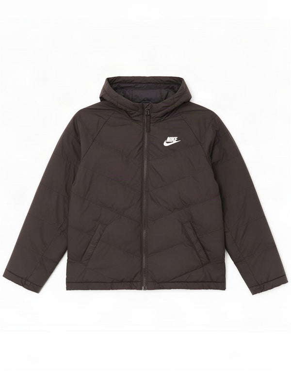 Стеганая куртка Nike с капюшоном для мальчиков 10–11 лет, средний черный полиэстер