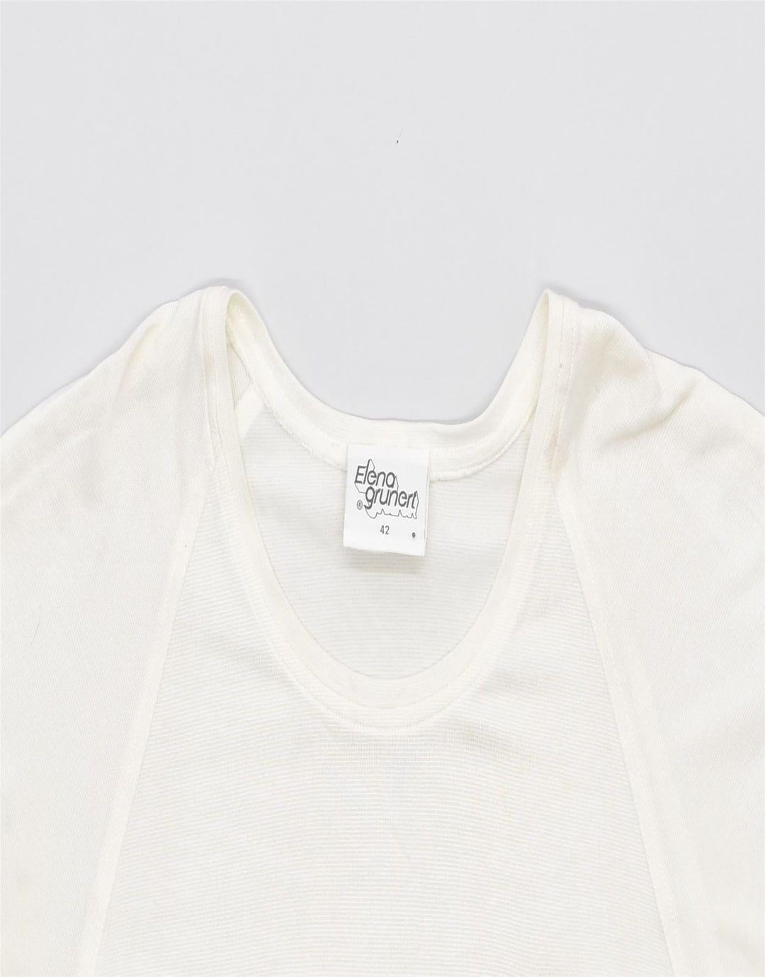 VINTAGE Womens Loose Fit Graphic Blouse Top EU 42 Medium Off White Viscose | Vintage | Thrift | Second-Hand | Used Clothing | Messina Hembry 