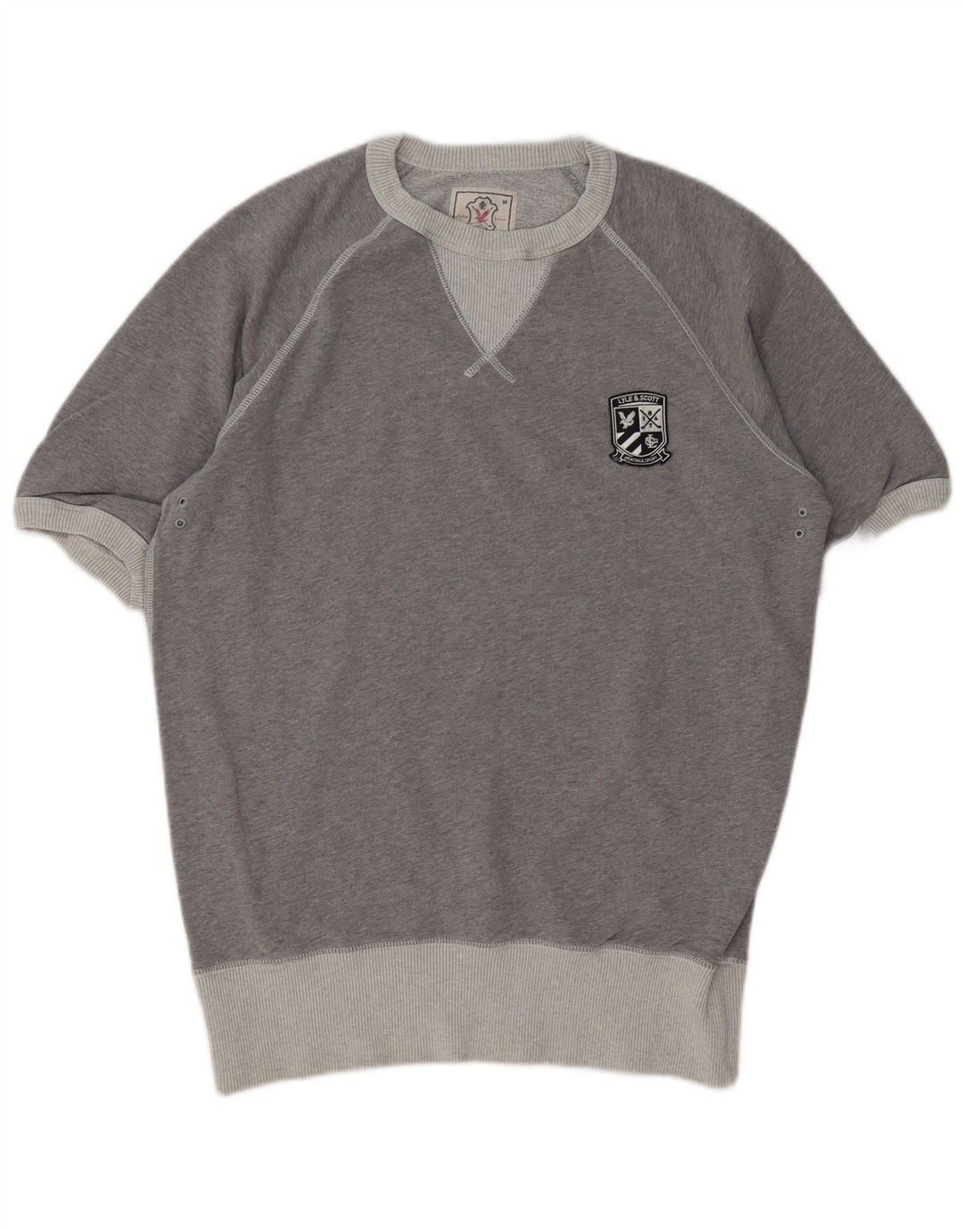 Мужской свитшот с коротким рукавом LYLE & SCOTT, хлопковый джемпер среднего серого цвета