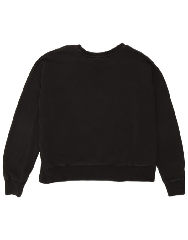 Женский укороченный свитшот с рисунком Puma большого размера UK 6 XS, черный хлопок