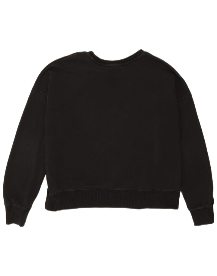 Женский укороченный свитшот с рисунком Puma большого размера UK 6 XS, черный хлопок