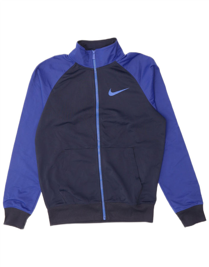 NIKE Mens Tracksuit Top Jacket Small Navy Blue Colourblock Polyester