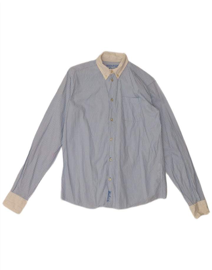 Рубашка Woolrich для мальчиков 13–14 лет, синяя хлопковая полоска в тонкую полоску