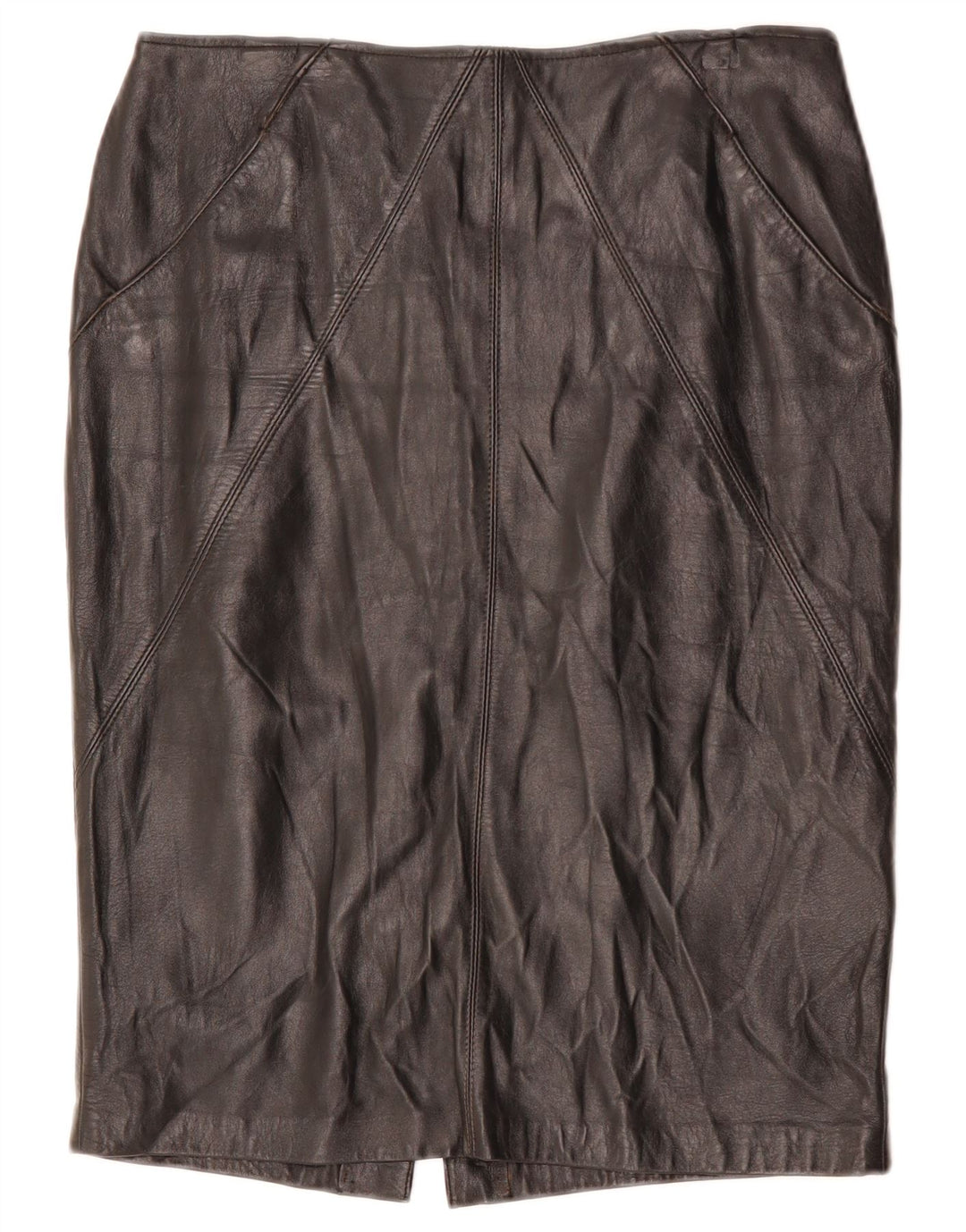 Юбка женская кожаная VINTAGE W32, большая, черная