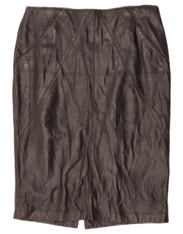 Юбка женская кожаная VINTAGE W32, большая, черная