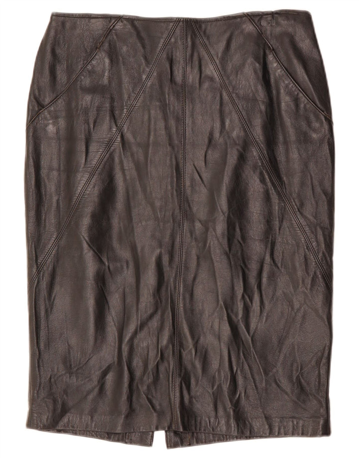 Юбка женская кожаная VINTAGE W32, большая, черная