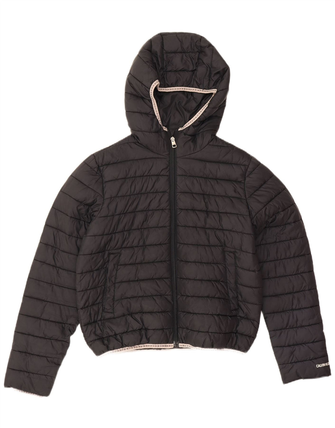 Женская утепленная куртка большого размера с капюшоном Calvin Klein Jeans UK 10, маленькая черная