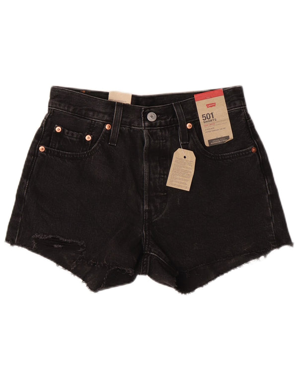 LEVI'S Womens 501 Denim Shorts W25 XS Black Cotton