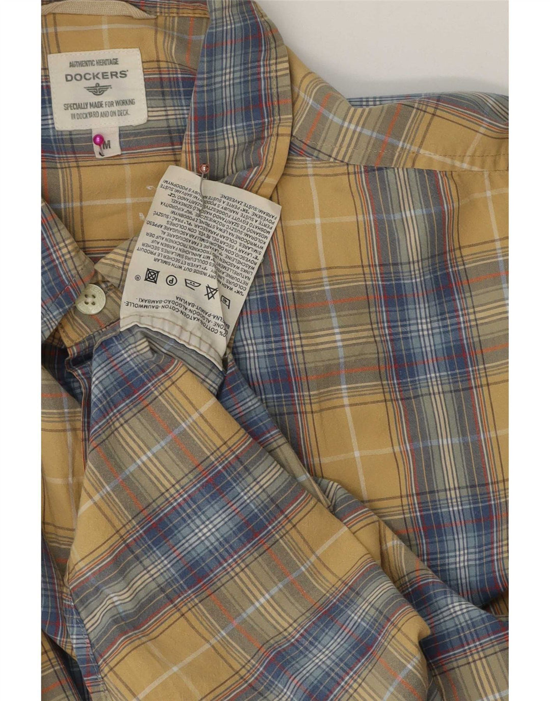 Мужская рубашка Dockers, хлопковая клетка среднего желтого цвета