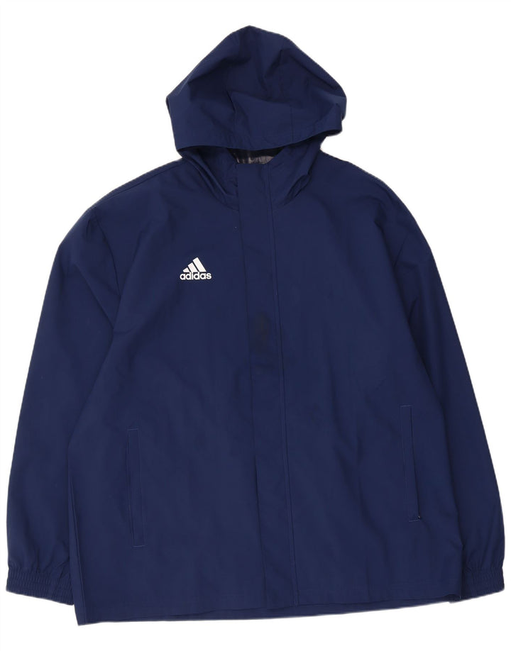 Мужская дождевик Adidas с капюшоном UK 42 XL Темно-синий полиэстер