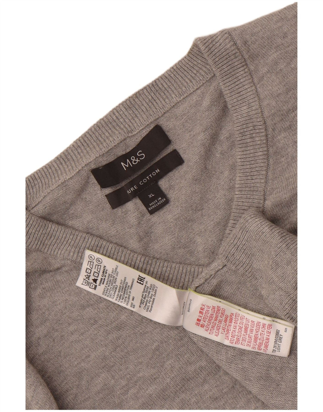Мужской джемпер с v-образным вырезом Marks & Spencer XL, серый хлопок