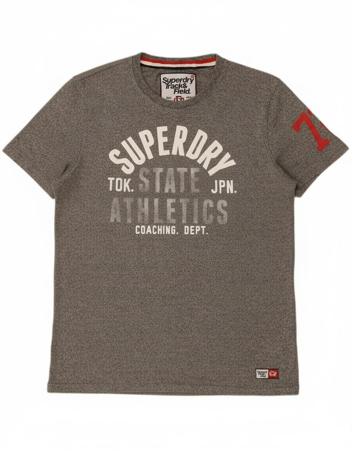 Мужская футболка с рисунком Superdry, большой серый хлопок с крапинками