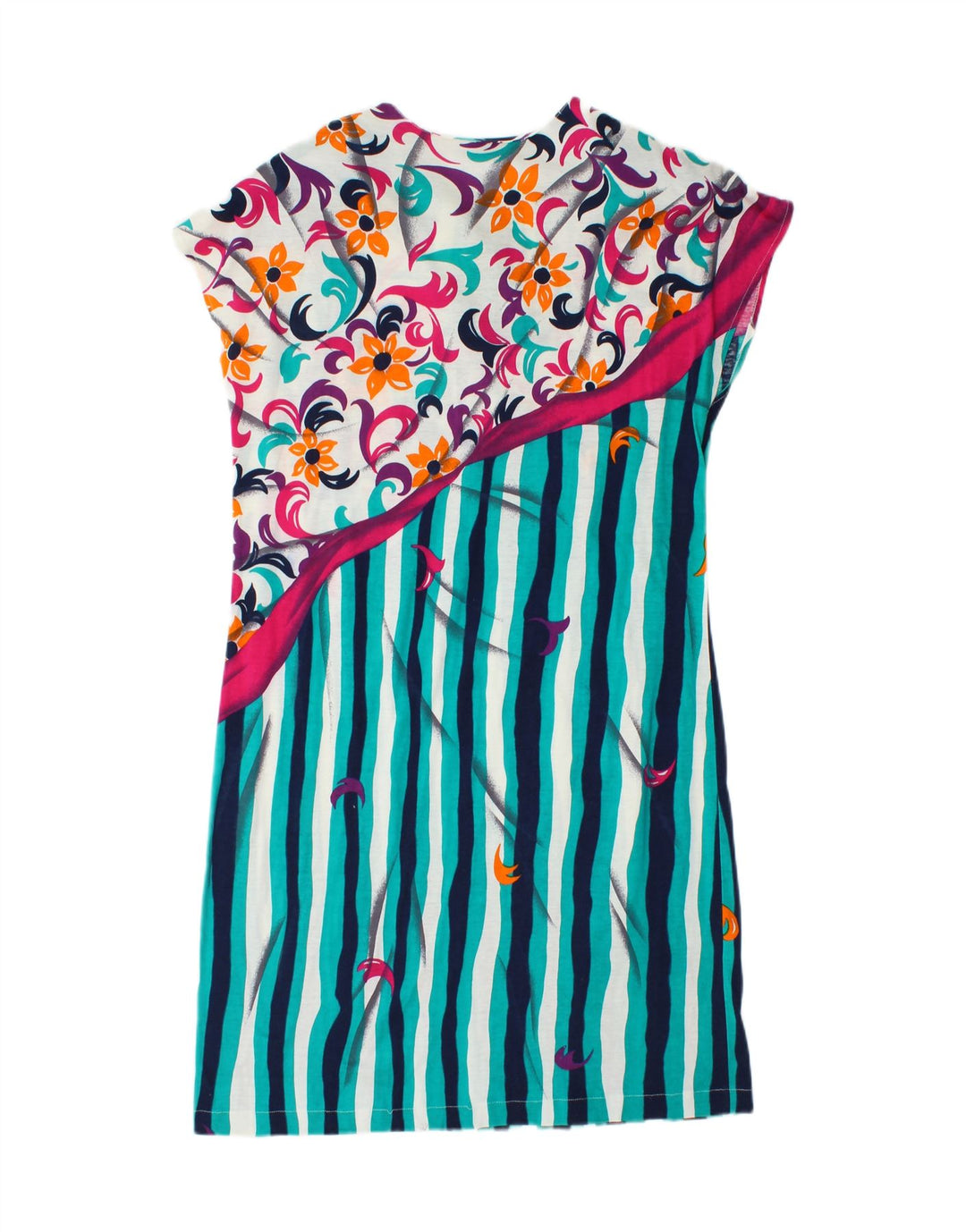 VINTAGE Womens Shift Dress UK 14 Medium Multicoloured Floral Cotton