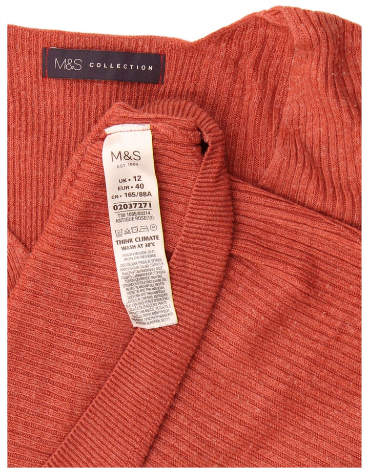 Женский джемпер с v-образным вырезом Marks & Spencer UK 12, средний коричневый акрил