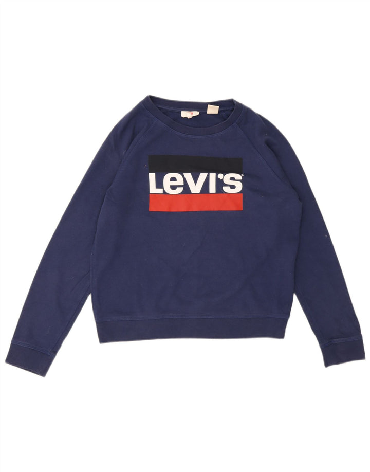 Женский свитер с рисунком Levi's, джемпер UK 14, средний темно-синий, хлопок