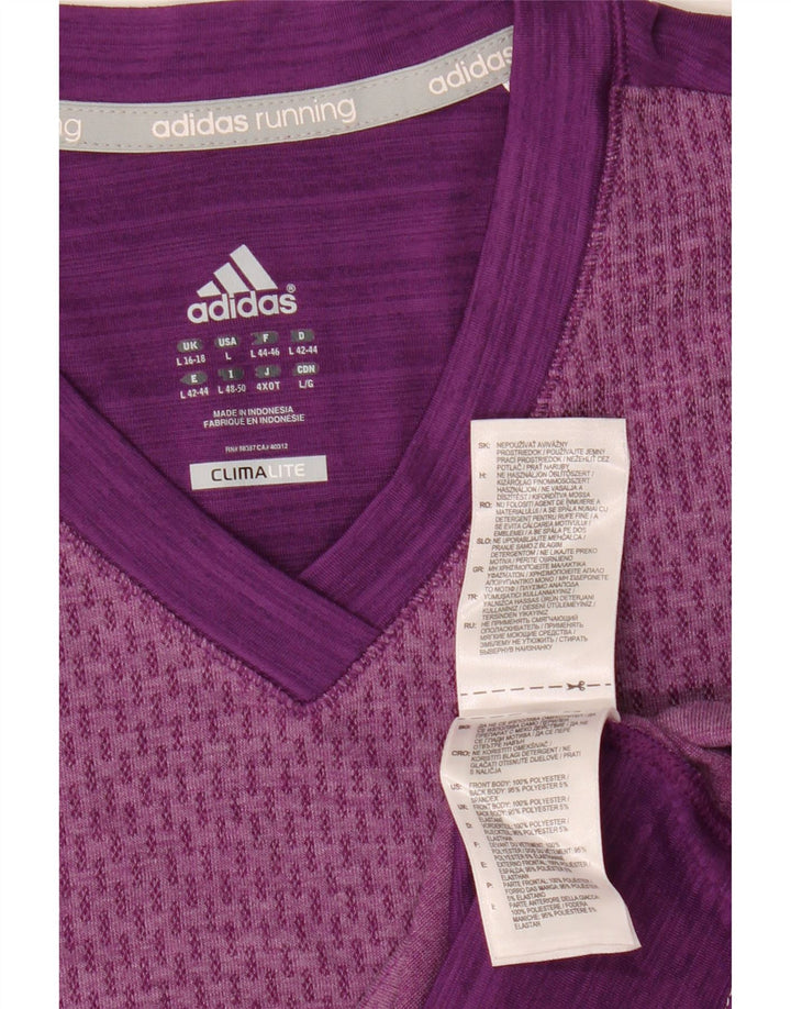Женская футболка ADIDAS Climalite Top UK 14, большой фиолетовый, цветной блок