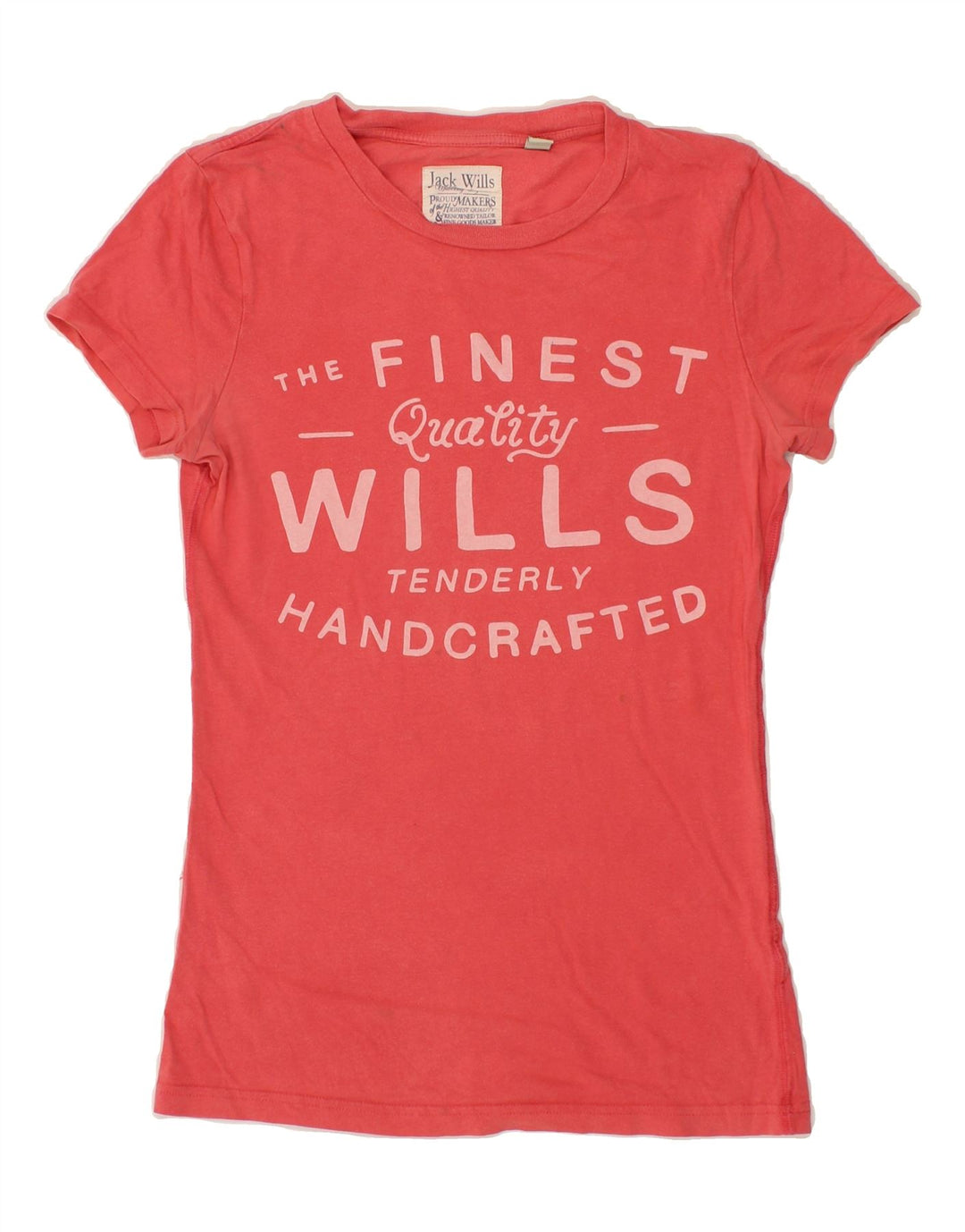 JACK WILLS Womens Graphic T-Shirt Top UK 8 Medium Red Cotton Vintage Jack Wills and Second-Hand Jack Wills from Messina Hembry 