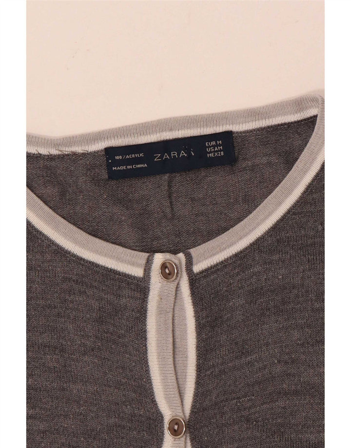 Женский кардиган Zara UK 14, средний серый акрил