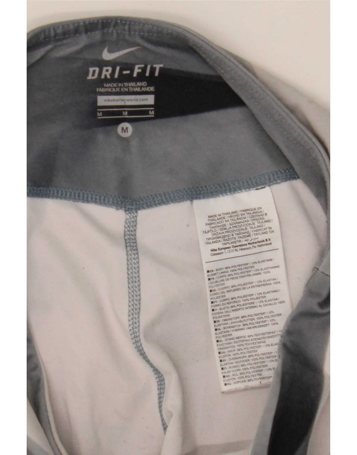 Женские леггинсы Nike Dri Fit UK 12, полиэстер среднего серого цвета с геометрическим рисунком