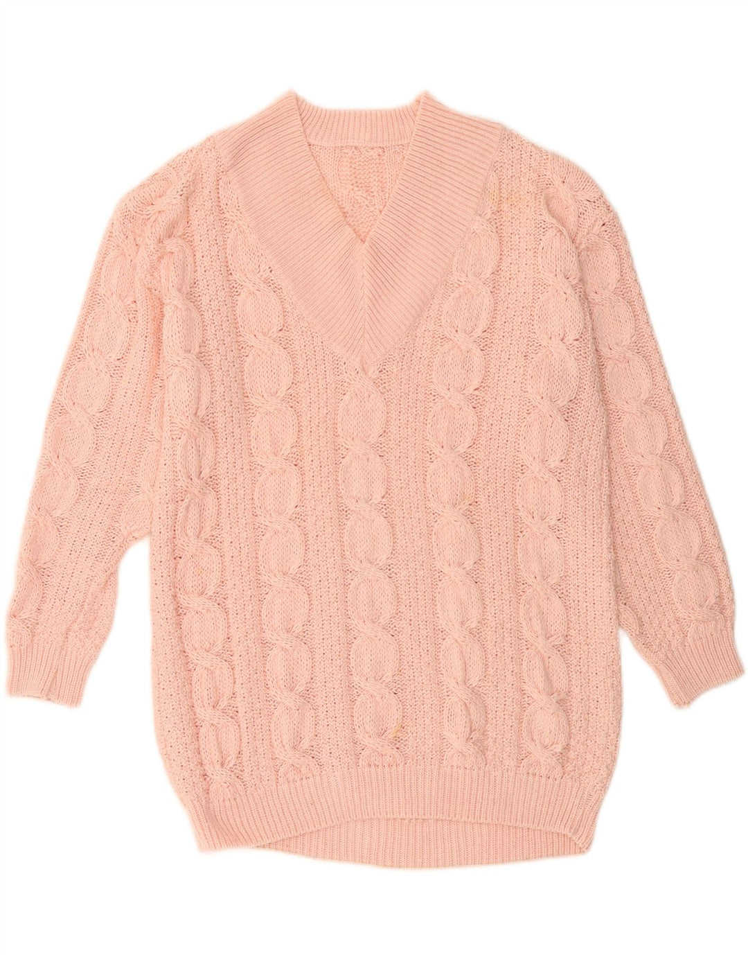 ВИНТАЖНЫЙ женский джемпер с v-образным вырезом, Великобритания 16, большой розовый акрил