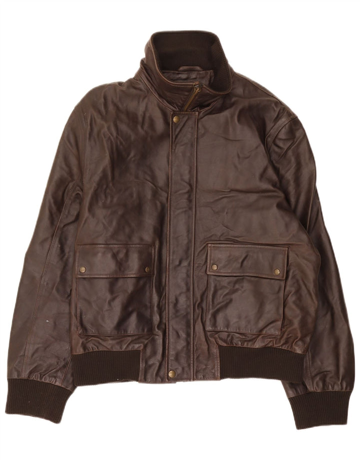 Мужская кожаная куртка Dockers UK 40, большая коричневая