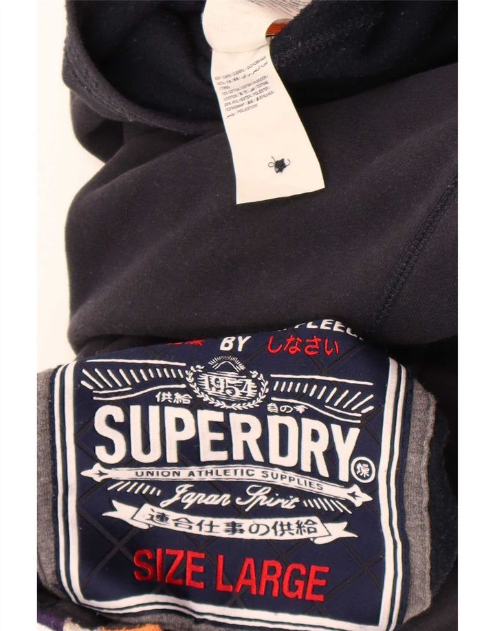 Мужской свитшот на пуговицах с рисунком Superdry, большой черный хлопковый джемпер