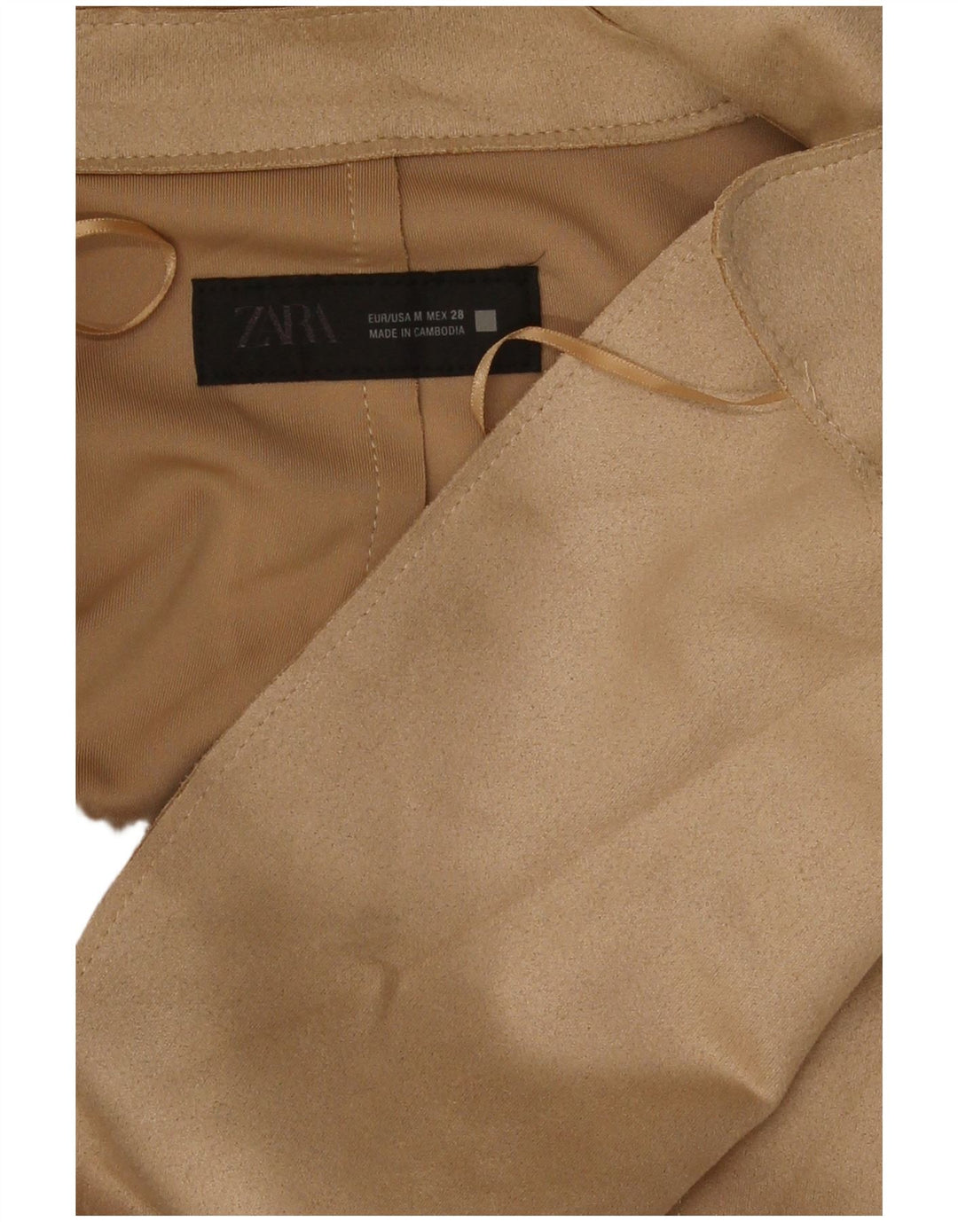 Женский тренч Zara UK 14, средний бежевый, полиэстер