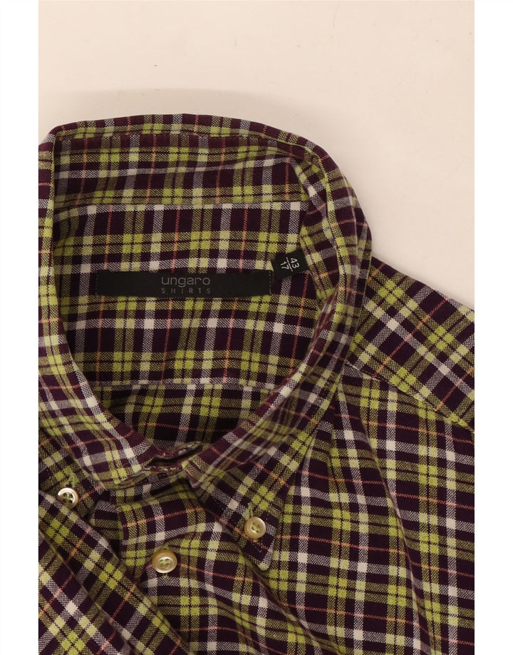Мужская рубашка UNGARO, размер 43 17 XL, фиолетовая клетка