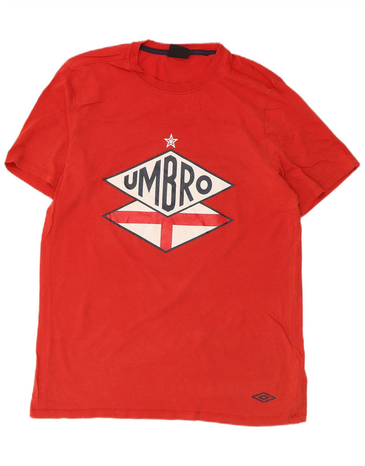 Мужская футболка с рисунком Umbro, хлопковая, среднего красного цвета