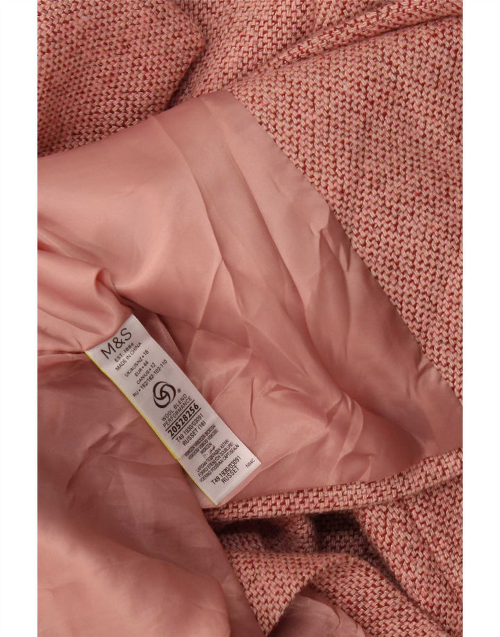 Женское двубортное пальто Marks & Spencer UK 16, большой розовый полиэстер