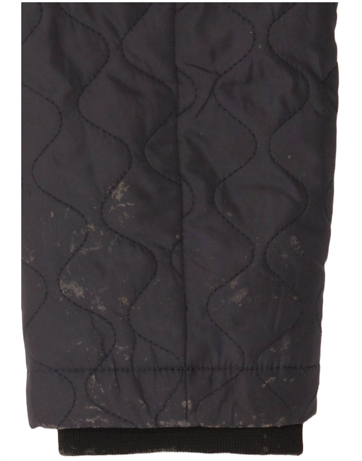 Женская укороченная стеганая куртка Zara UK 10, маленькая, темно-синяя