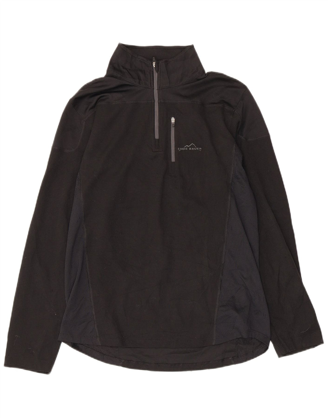 EDDIE BAUER Женский пуловер с воротником на молнии, спортивный костюм, топ UK 10, маленький черный