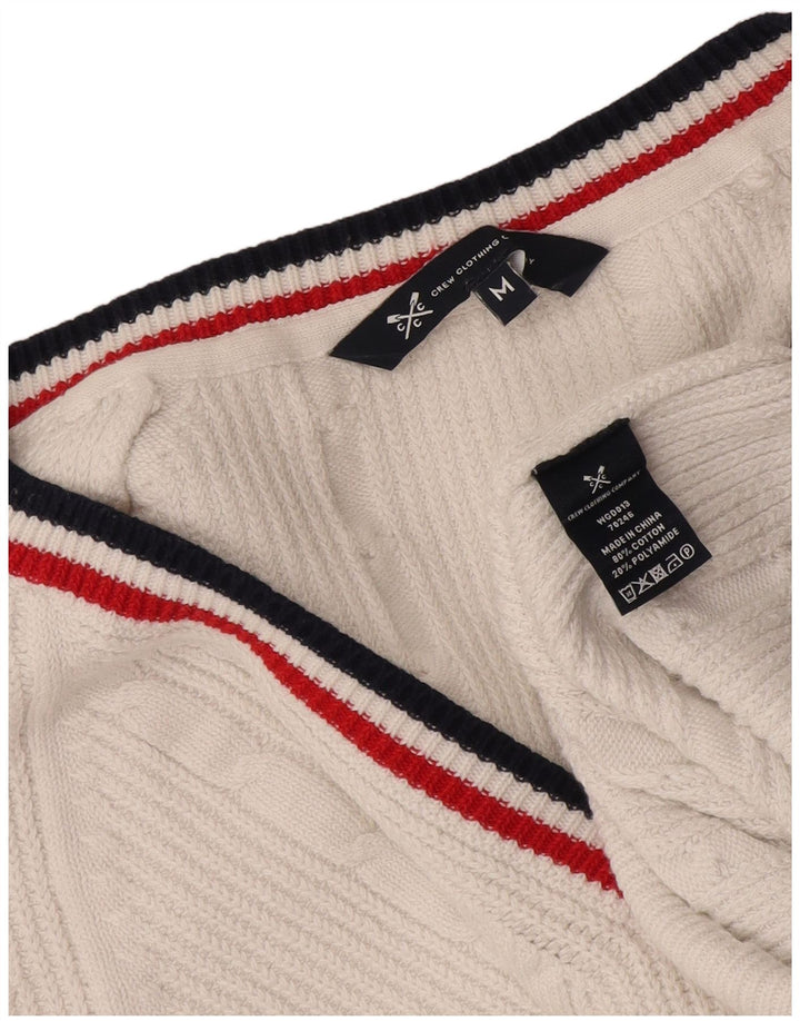 Crew Clothing Мужской джемпер с v-образным вырезом, свитер среднего размера, белый хлопок, хлопок