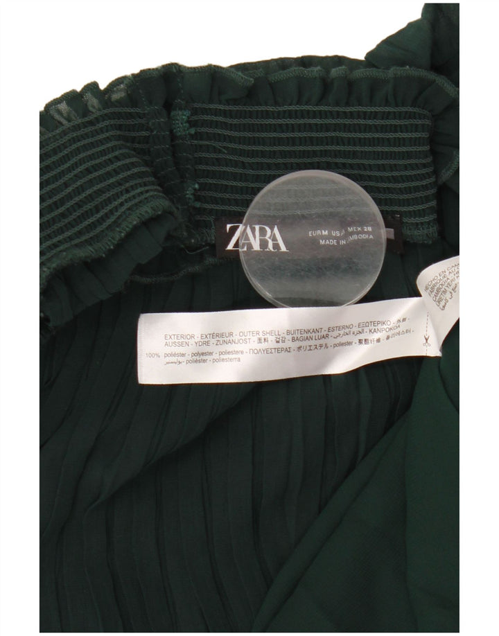 Женское платье макси с рукавом 3/4 ZARA UK 12, средний зеленый полиэстер