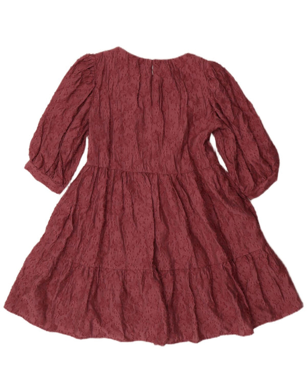 Женское платье трапециевидной формы с рукавом 3/4 Zara UK 6 XS розовое вискозное богемное с цветочным принтом