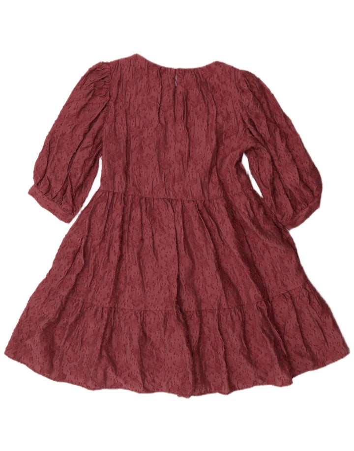 Женское платье трапециевидной формы с рукавом 3/4 Zara UK 6 XS розовое вискозное богемное с цветочным принтом