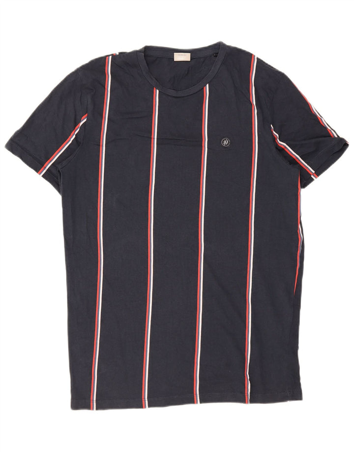 Мужская футболка Jack & Jones из хлопка среднего размера, темно-синяя полоска