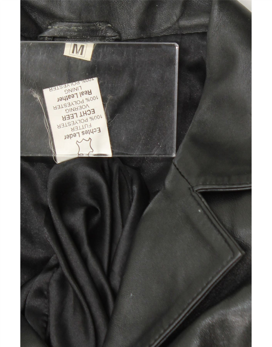 VINTAGE Womens Leather Coat UK 12 Medium Black Leather Vintage Vintage and Second-Hand Vintage from Messina Hembry 