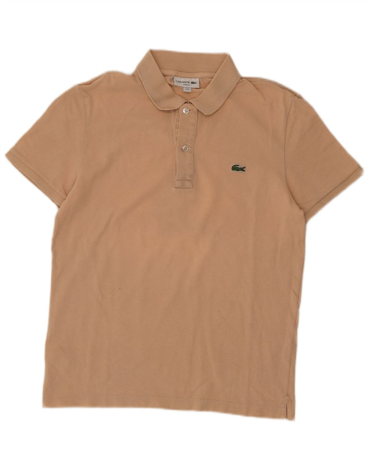 Мужская рубашка-поло приталенного кроя Lacoste, размер 4, средний бежевый хлопок