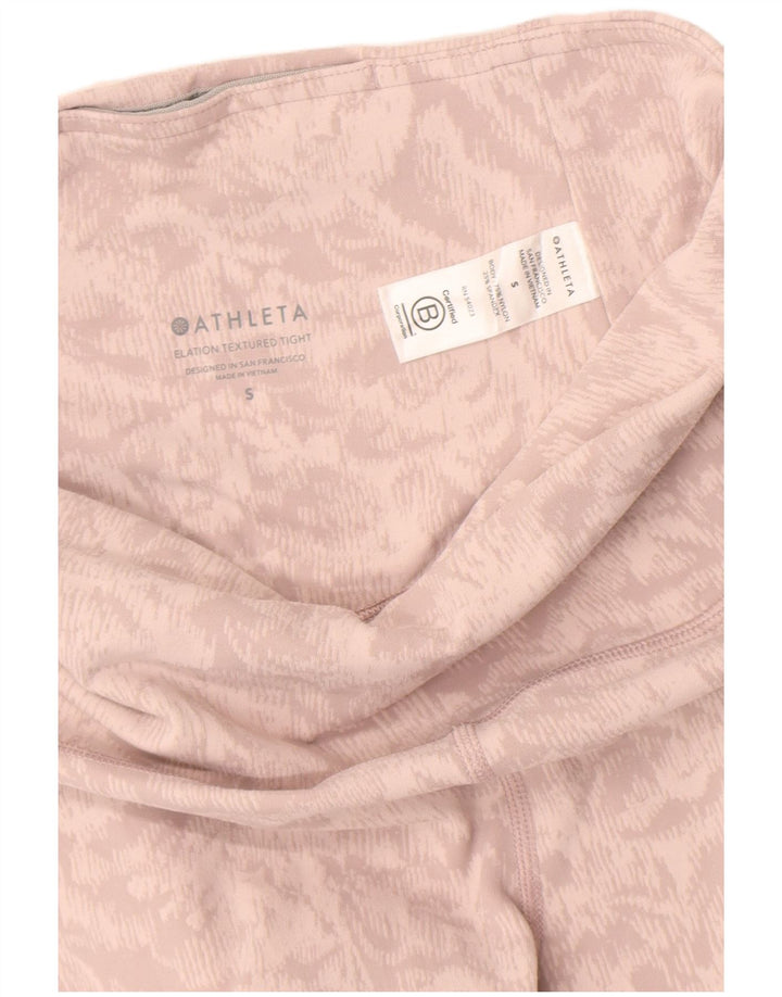 Женские леггинсы с абстрактным узором Athleta, Великобритания, 8, маленькие розовые нейлоновые