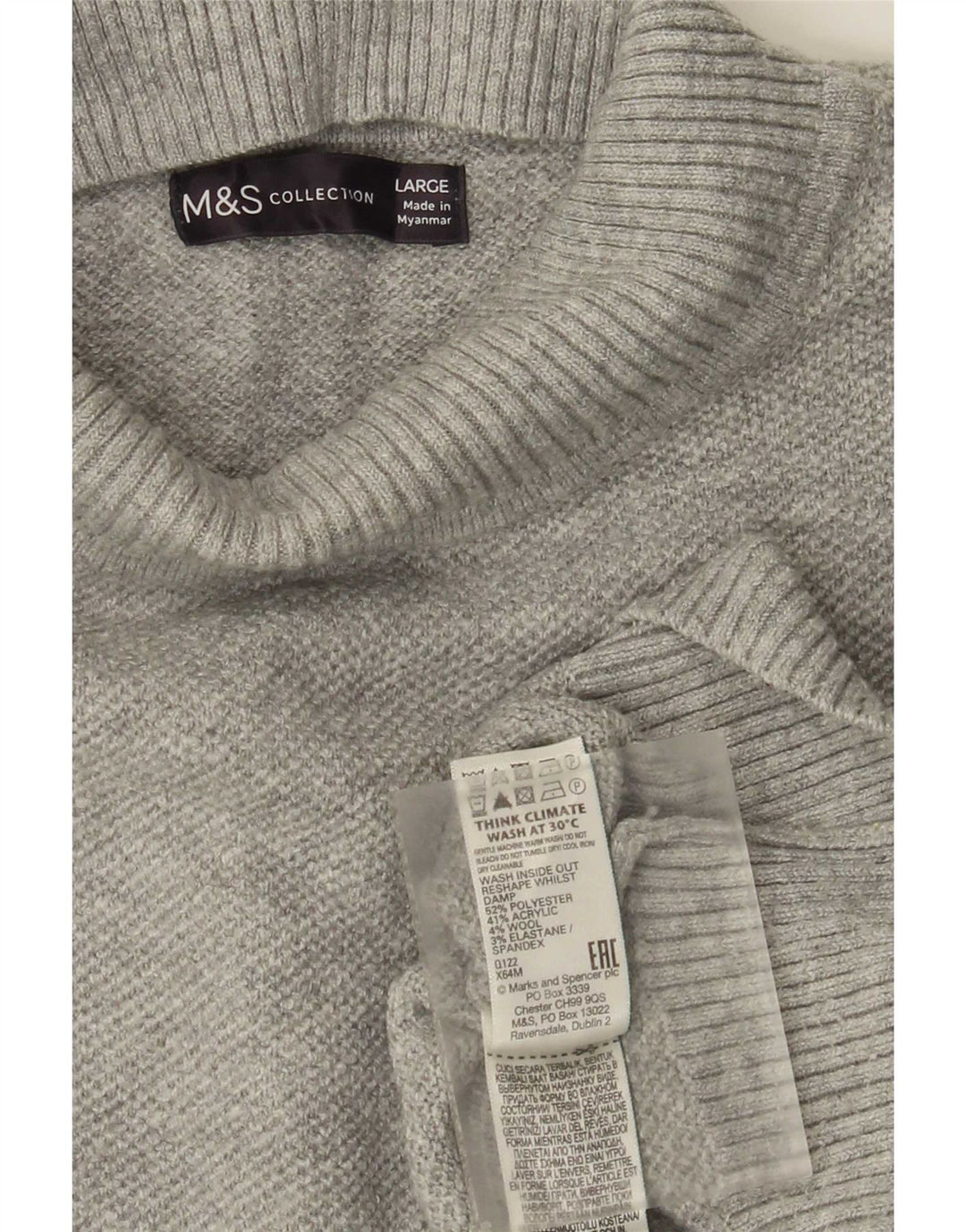 Женский джемпер с высоким воротником Marks & Spencer, Великобритания, 16, большой серый