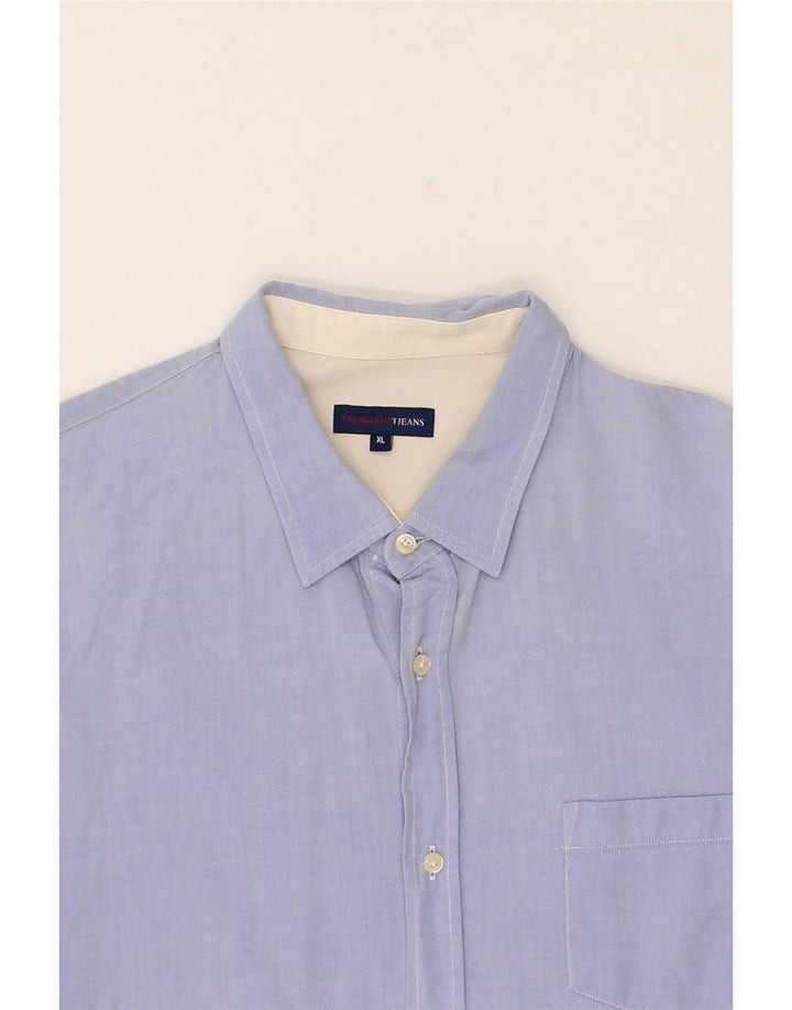 TRUSSARDI JEANS Mens Shirt XL Blue Vintage Trussardi Jeans and Second-Hand Trussardi Jeans from Messina Hembry 