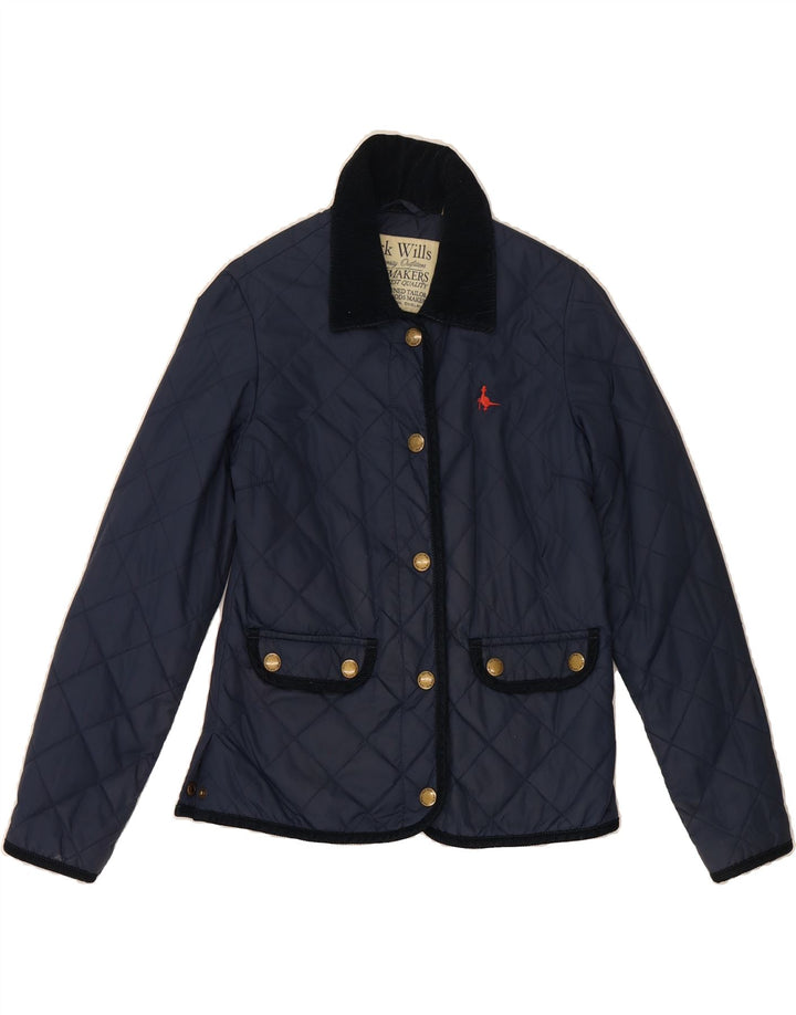 JACK WILLS Womens Quilted Jacket UK 8 Small Navy Blue Nylon Vintage Jack Wills and Second-Hand Jack Wills from Messina Hembry 